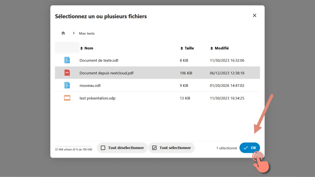 explorateur des fichiers Nuage.