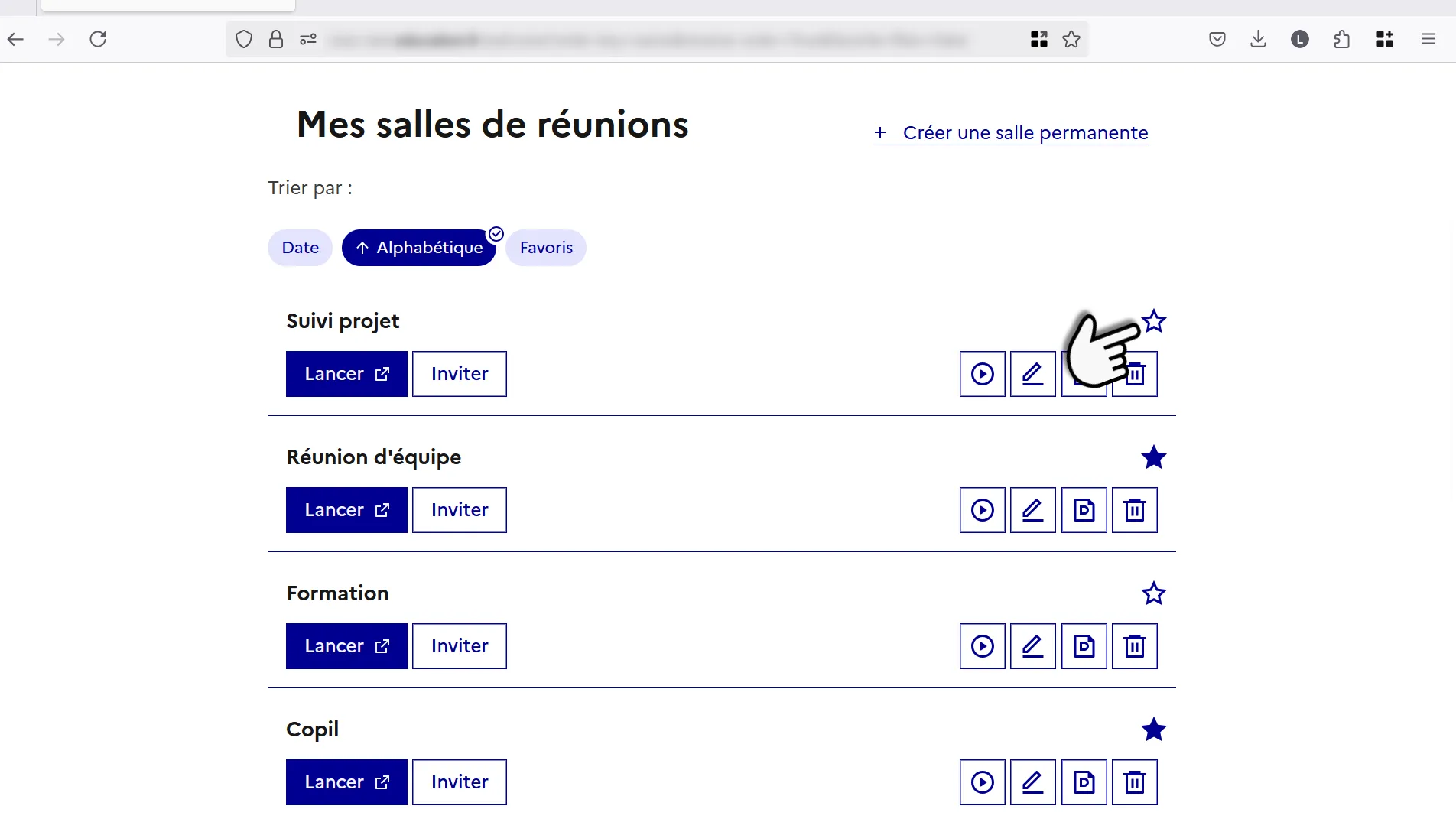 clic sur étoile pour ajout favori.